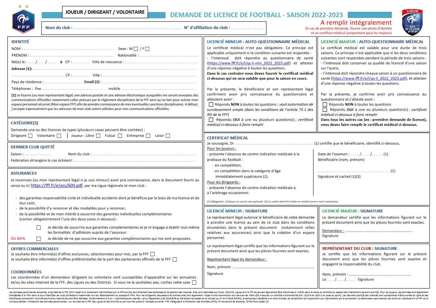 Formulaire de licence