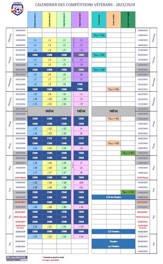 Calendrier compétitions